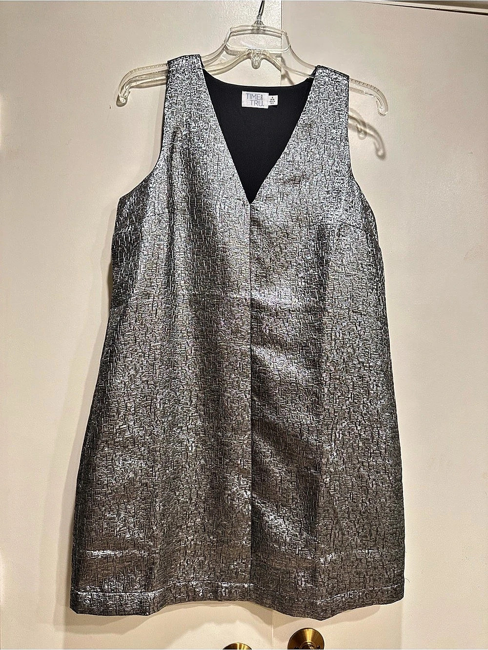 Time and Tru Silver & Black Mini Dress Size Small Like New